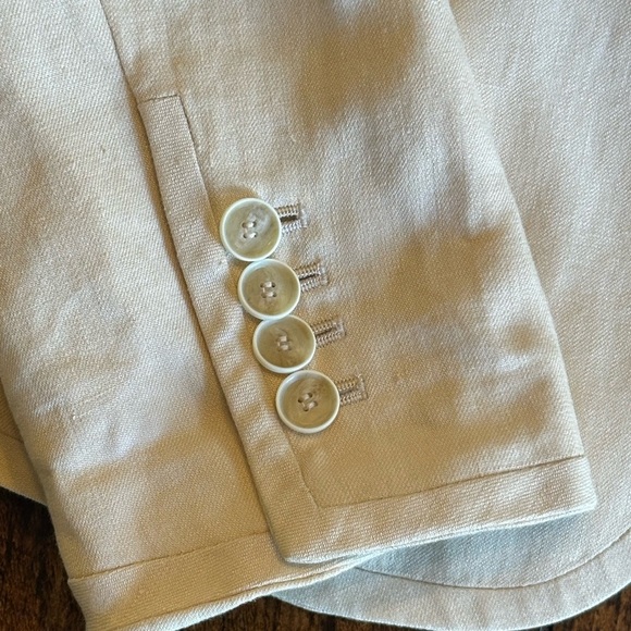 Talbots | Beige/Cream Linen Blend “Kate Fit” Button Front Blazer, Size 10 - Picture 3 of 10